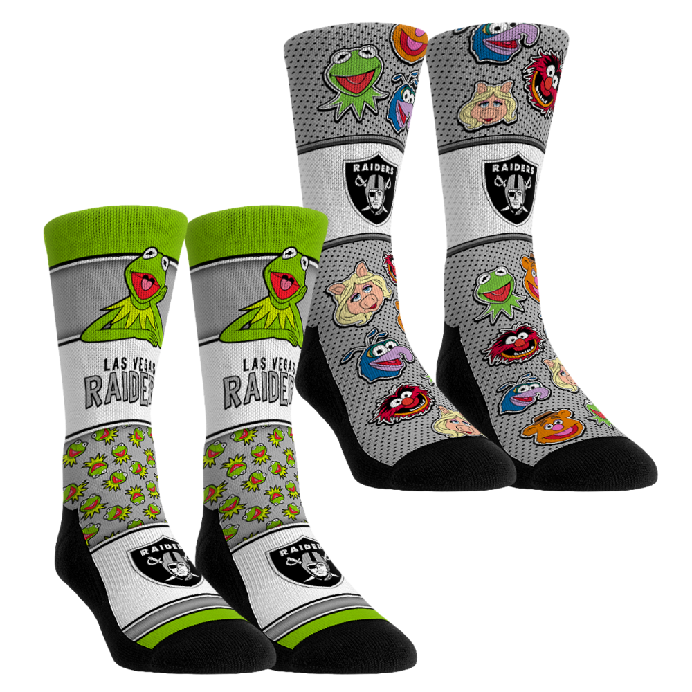Unisex Rock Em Black Las Vegas Raiders Muppets 2-Pack Crew Socks Set