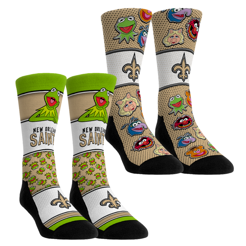 Unisex Rock Em Black New Orleans Saints Muppets 2-Pack Crew Socks Set