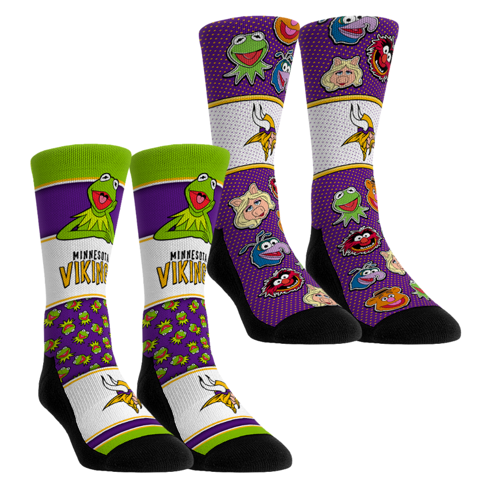 Unisex Rock Em Purple Minnesota Vikings Muppets 2-Pack Crew Socks Set