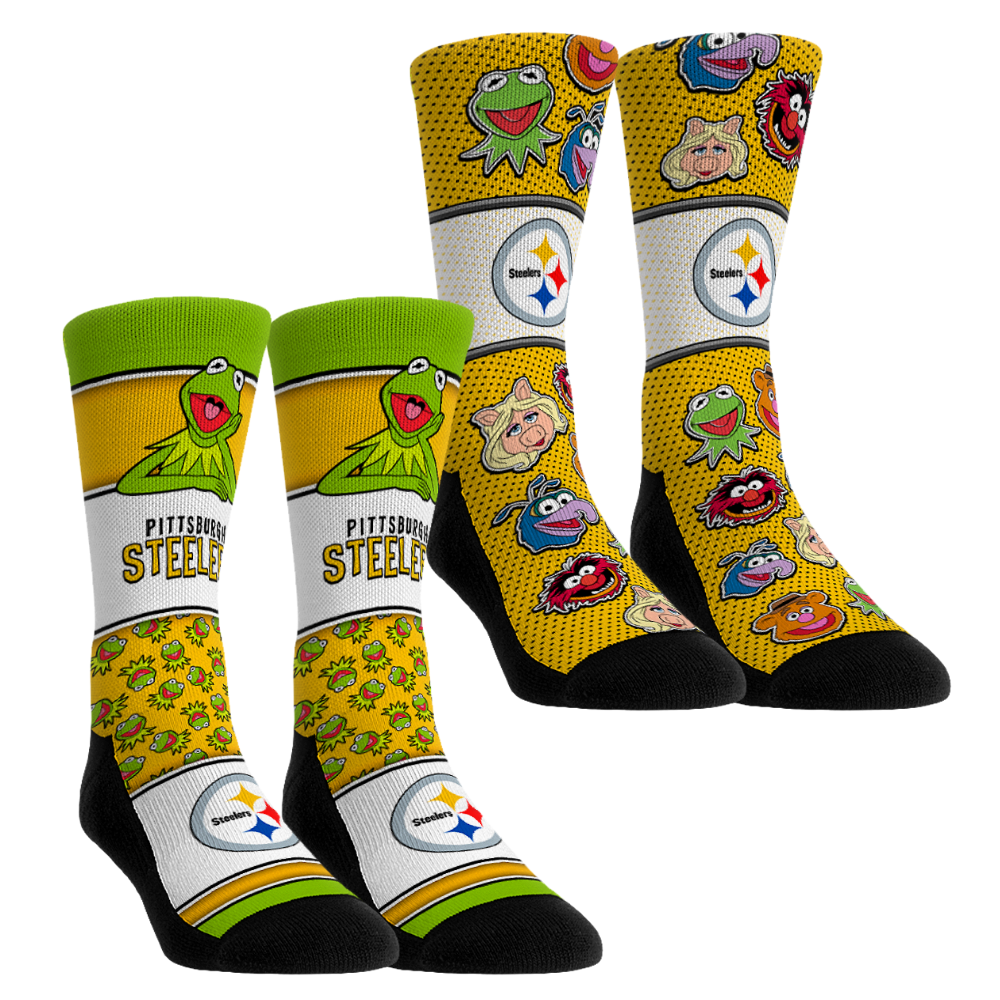 Unisex Rock Em Black Pittsburgh Steelers Muppets 2-Pack Crew Socks Set