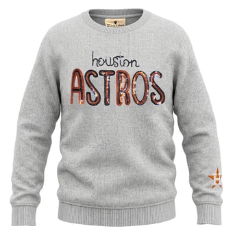 Girls Youth Soft as a Grape  Heather Gray Houston Astros Nantucket Sequin Fleece Crewneck Sweatshirt