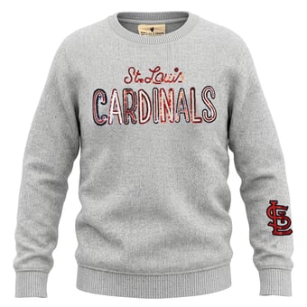 Girls Youth Soft as a Grape  Heather Gray St. Louis Cardinals Nantucket Sequin Fleece Crewneck Sweatshirt
