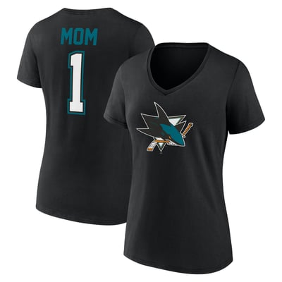 Women's  Black San Jose Sharks Mother's Day V-Neck T-Shirt