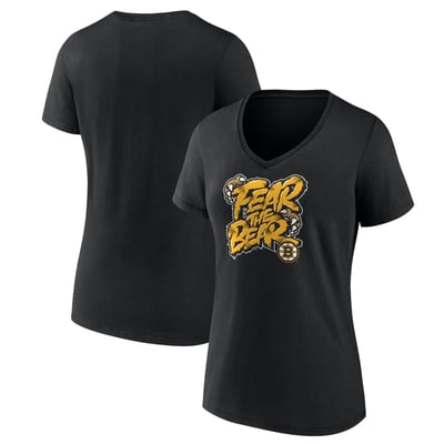 Women's  Black Boston Bruins Native V-Neck T-Shirt