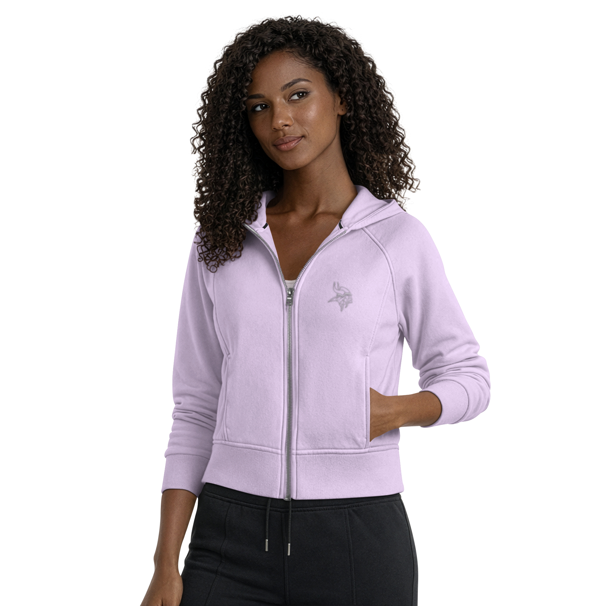 Women's Starter  Purple Minnesota Vikings Cropped Pastels Full-Zip Hoodie