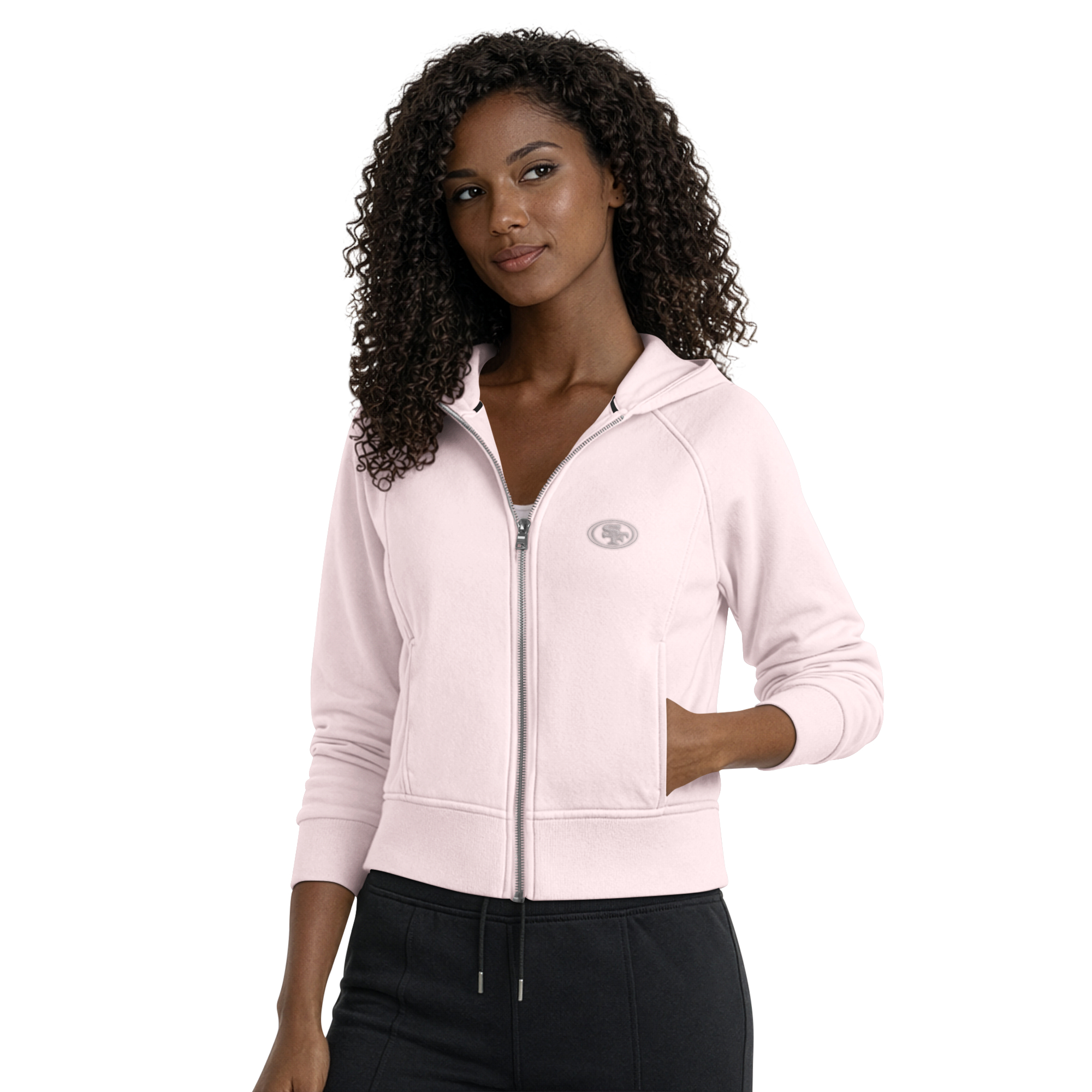 Women's Starter Pink San Francisco 49ers Cropped Pastels Full-Zip Hoodie