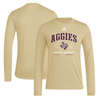Men's adidas  Beige Texas A&M Aggies Honor & Support Pregame Long Sleeve T-Shirt