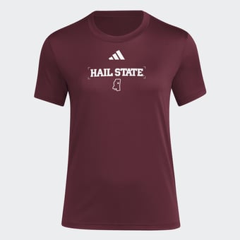 Women's adidas  Maroon Mississippi State Bulldogs Locker Slogan Pre-Game T-Shirt