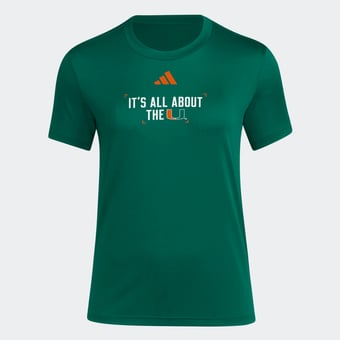 Women's adidas  Green Miami Hurricanes Locker Slogan Pre-Game T-Shirt