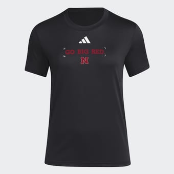 Women's adidas  Black Nebraska Huskers Locker Slogan Pre-Game T-Shirt