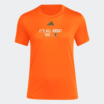 Women's adidas  Orange Miami Hurricanes Locker Slogan Pre-Game T-Shirt