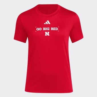 Women's adidas  Scarlet Nebraska Huskers Locker Slogan Pre-Game T-Shirt