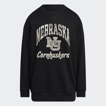 Women's adidas  Black Nebraska Huskers Soft Lux Sweatshirt