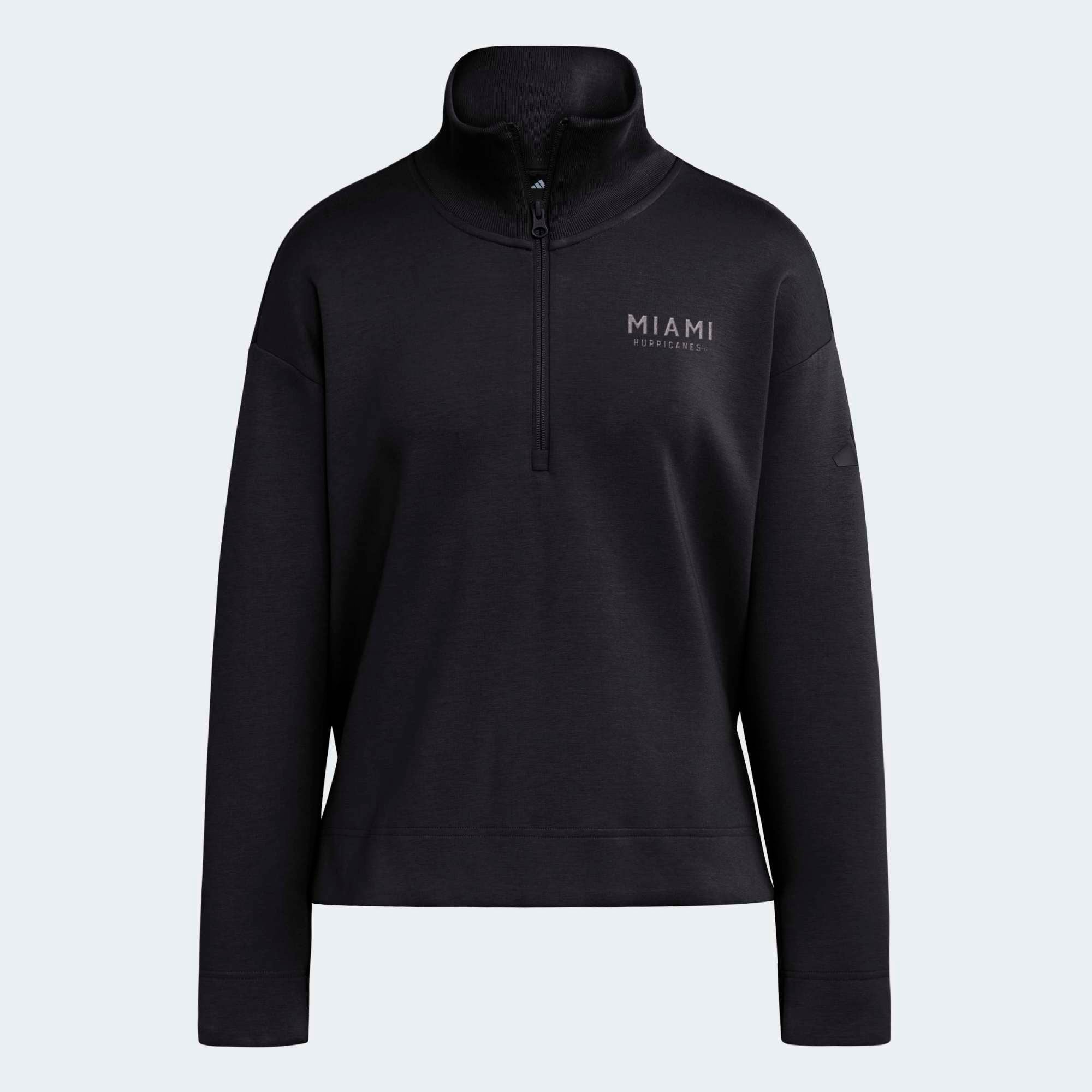 Women's adidas Black Miami Hurricanes Soft Lux Quarter-Zip Top