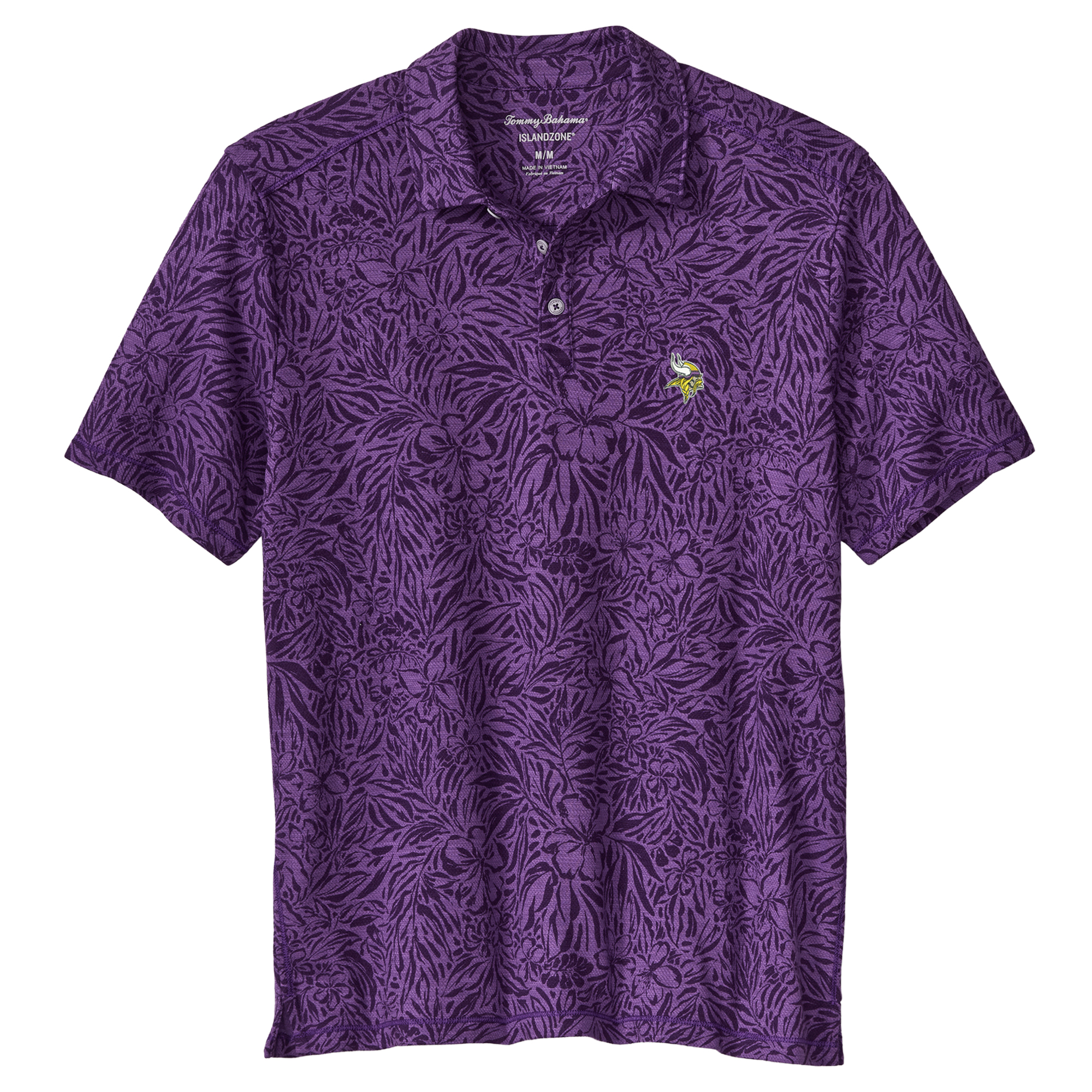Men's Tommy Bahama Purple Minnesota Vikings IslandZone Wild Hibiscus Tri-Blend Polo