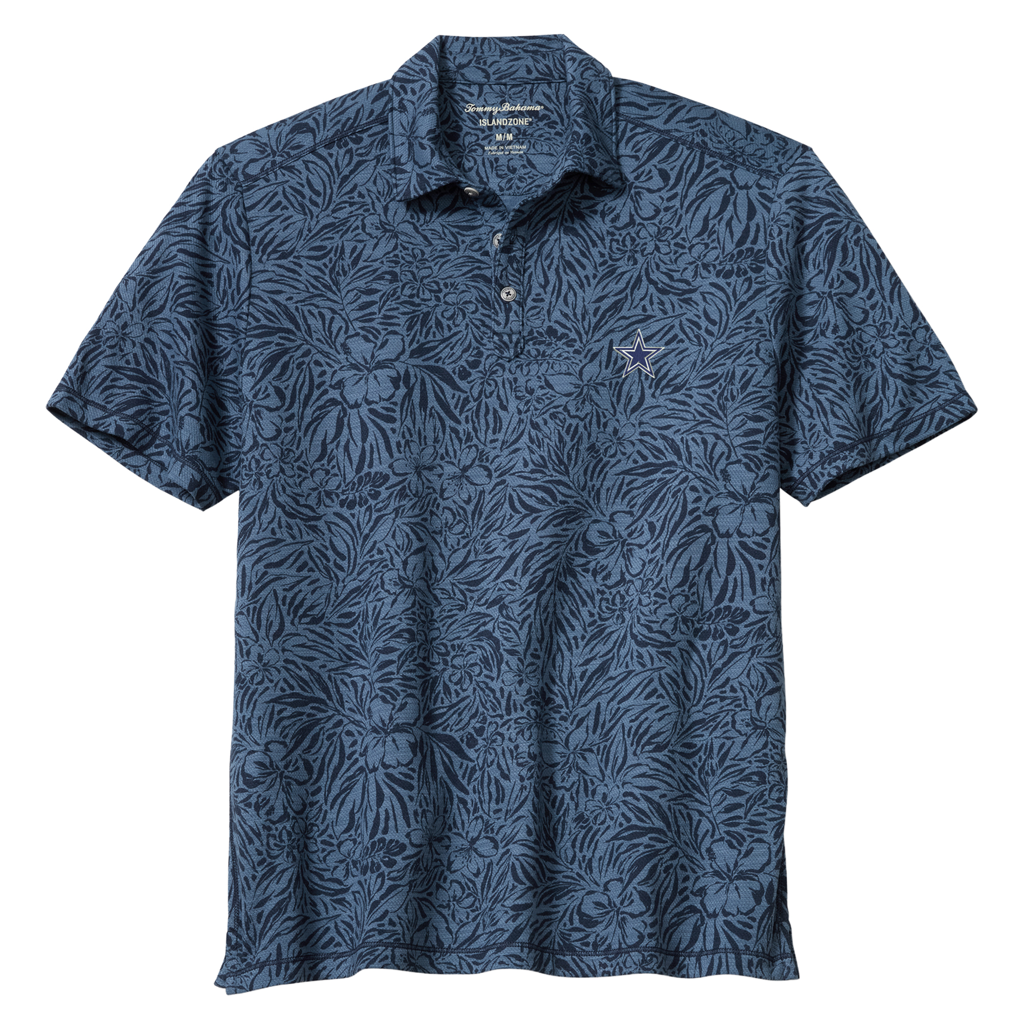 Men's Tommy Bahama Navy Dallas Cowboys IslandZone Wild Hibiscus Tri-Blend Polo