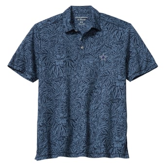 Men's Tommy Bahama Navy Dallas Cowboys IslandZone Wild Hibiscus Tri-Blend Polo