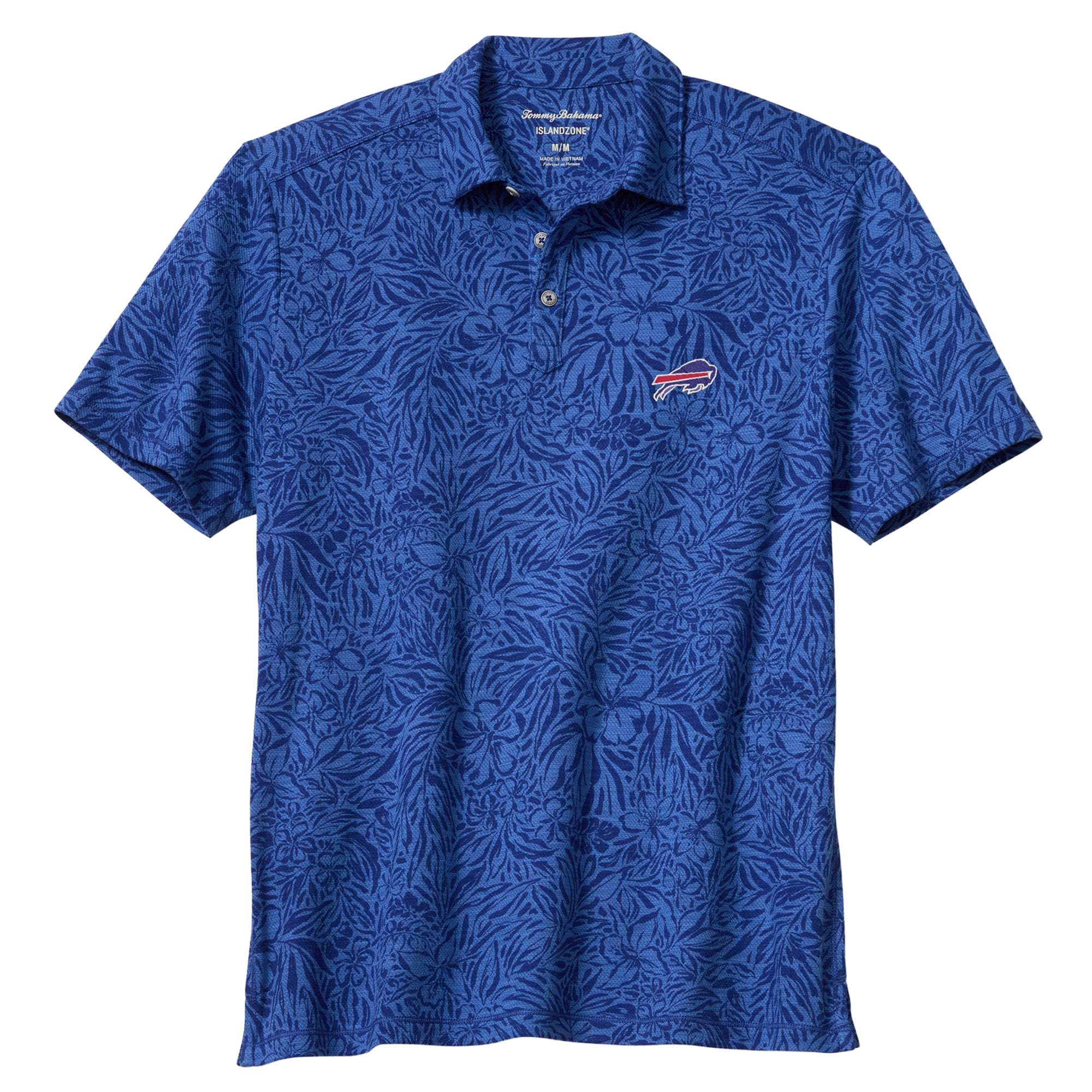 Men's Tommy Bahama Royal Buffalo Bills IslandZone Wild Hibiscus Tri-Blend Polo