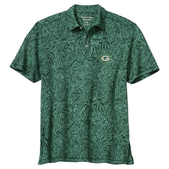 Men's Tommy Bahama Green Green Bay Packers IslandZone Wild Hibiscus Tri-Blend Polo
