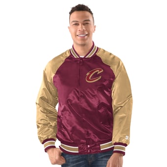 Men's Starter  Wine/Gold Cleveland Cavaliers Inductee Raglan Full-Snap Varsity Jacket