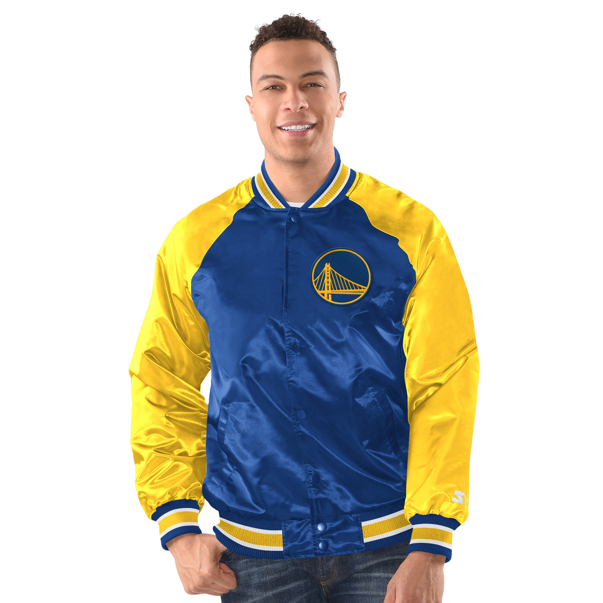 Men's Starter  Royal/Gold Golden State Warriors Inductee Raglan Full-Snap Varsity Jacket