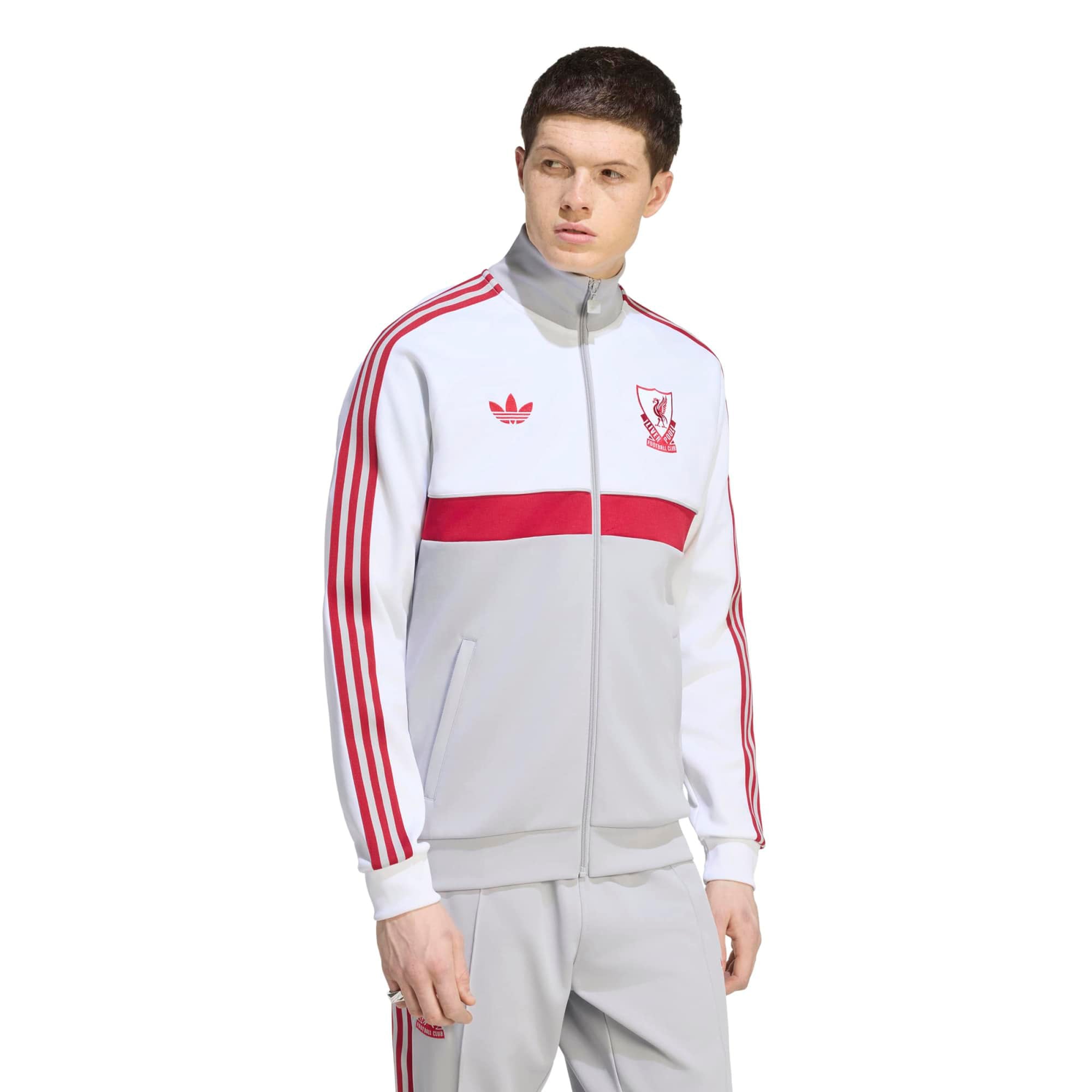 Men's adidas Originals White/Gray Liverpool Icon Full-Zip Track Jacket
