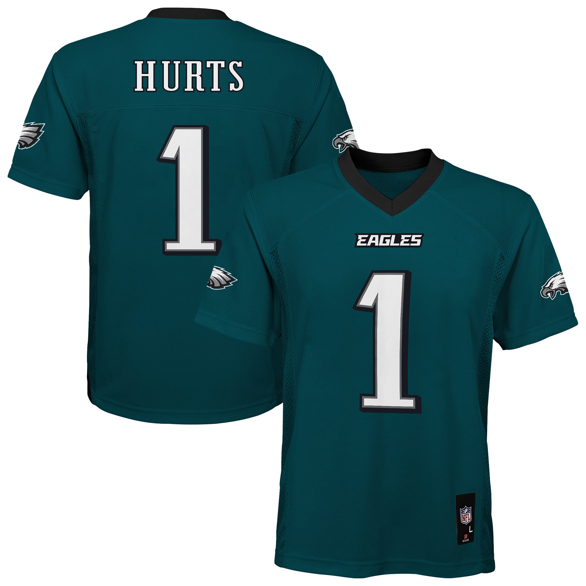 Youth Outerstuff Jalen Hurts Midnight Green Philadelphia Eagles Team Replica Jersey