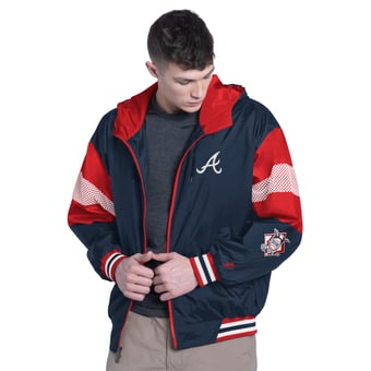Men's Pro Player Navy/Red Atlanta Braves Legacy Lightweight Full-Zip Hooded Jacket