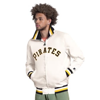 Men's Starter White Pittsburgh Pirates The Captain Cooperstown Logo Full-Zip Varsity Jacket