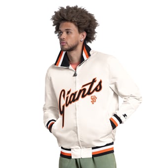 Men's Starter White San Francisco Giants The Captain Cooperstown Logo Full-Zip Varsity Jacket