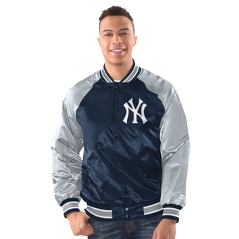 Men's Starter Navy/Gray New York Yankees Raglan Blitz Varsity Jacket