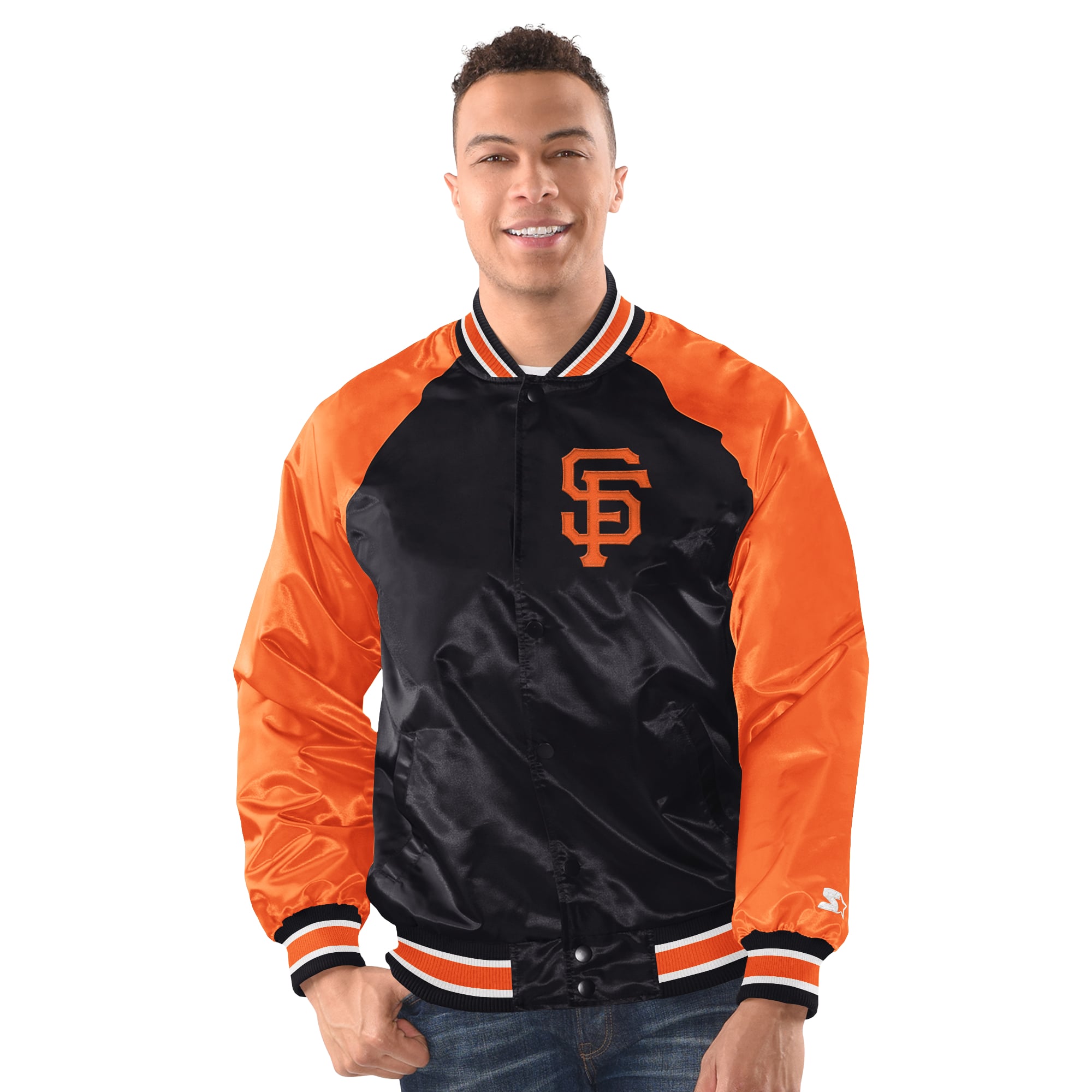 Men's Starter Black/Orange San Francisco Giants Blitz Varsity Jacket
