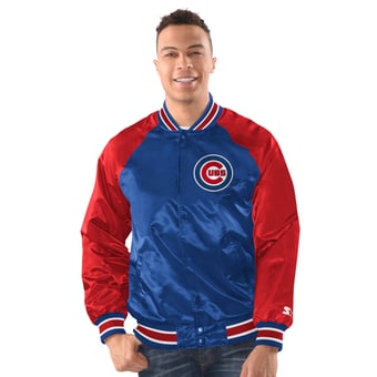 Men's Starter Royal/Red Chicago Cubs Raglan Blitz Varsity Jacket
