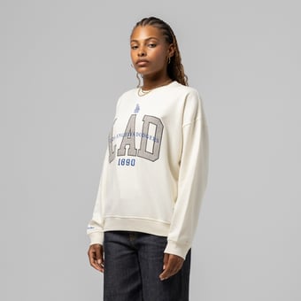 Women's Mitchell & Ness  Cream Los Angeles Dodgers Premium Crewneck Sweatshirt