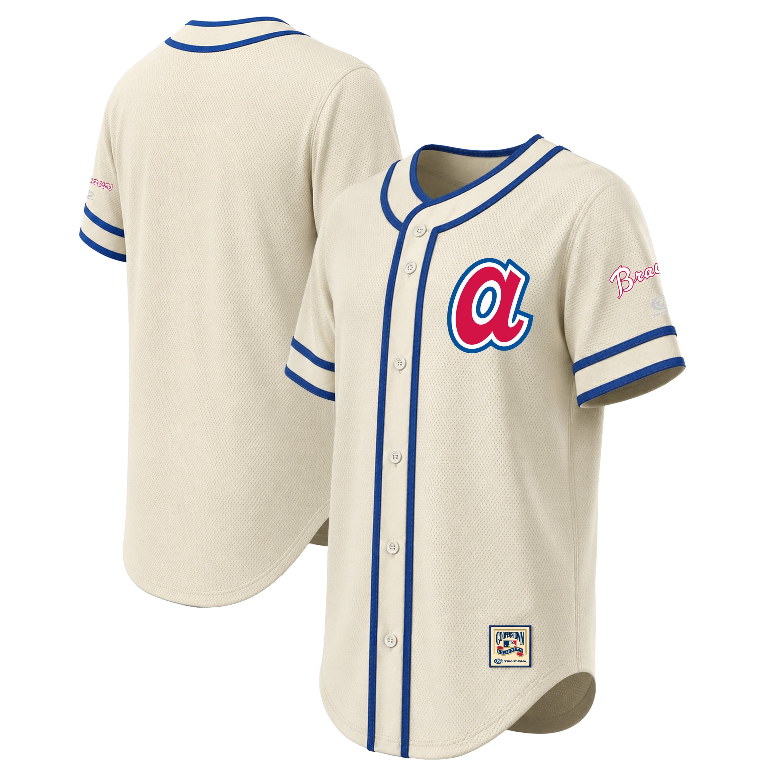 Men's Stitches Natural Atlanta Braves Throwback Fashion Jersey