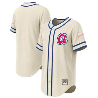 Men's Stitches Natural Atlanta Braves Throwback Fashion Jersey