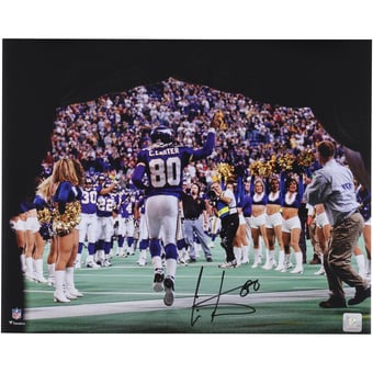 Cris Carter Minnesota Vikings Autographed 16" x 20" Running Out of Tunnel Before Last Home Game Photograph
