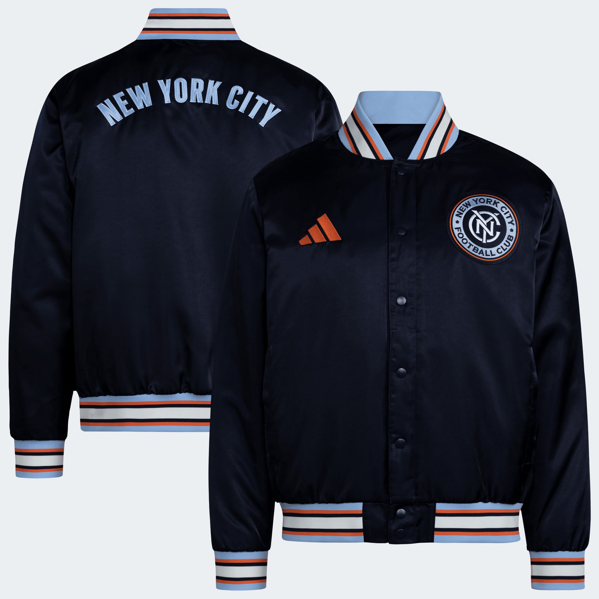 Men's adidas Navy New York City FC MLS x US Sports Full-Snap Bomber Jacket