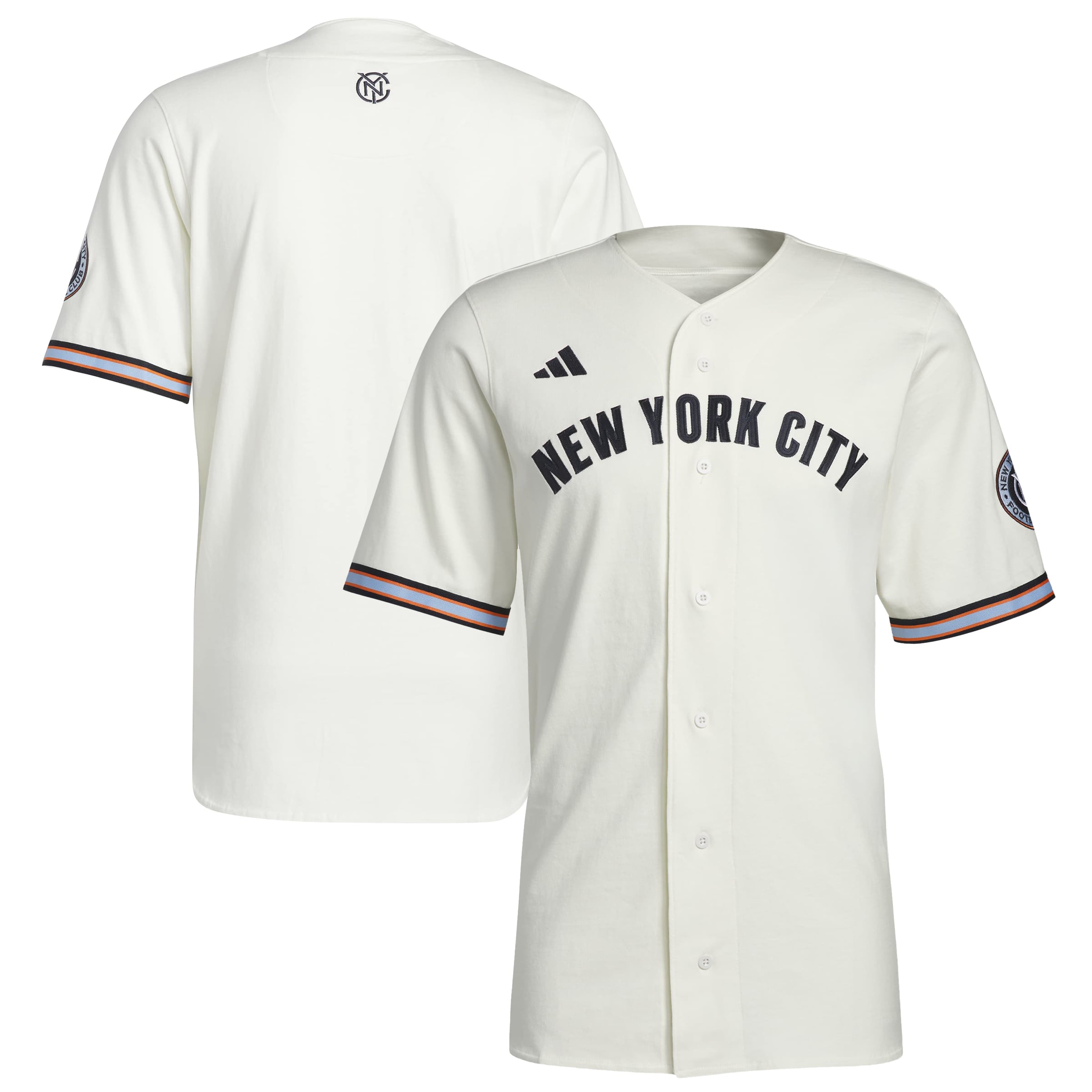 Men's adidas White New York City FC MLS x US Sports Baseball Jersey