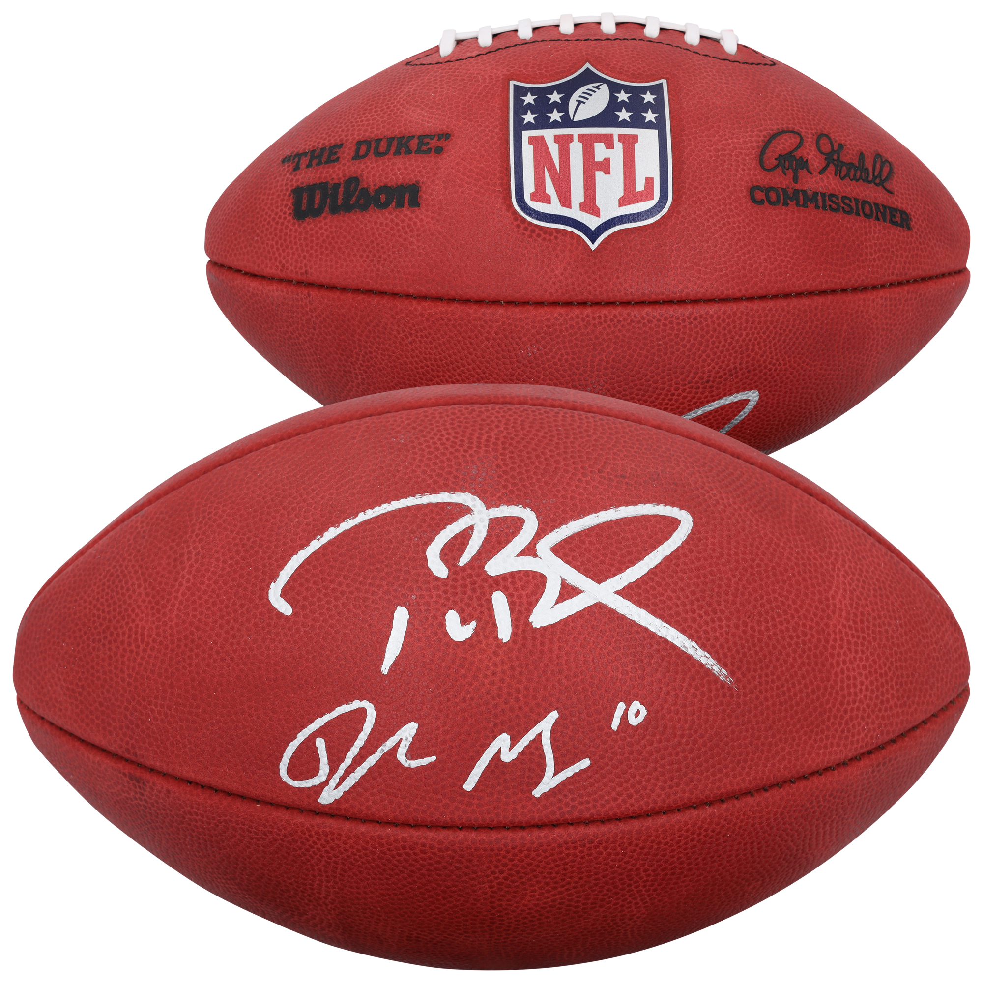 Tom Brady & Drake Maye New England Patriots Autographed Wilson Duke Full Color Football