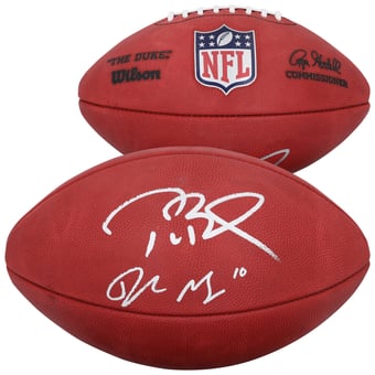 Tom Brady & Drake Maye New England Patriots Autographed Wilson Duke Full Color Football