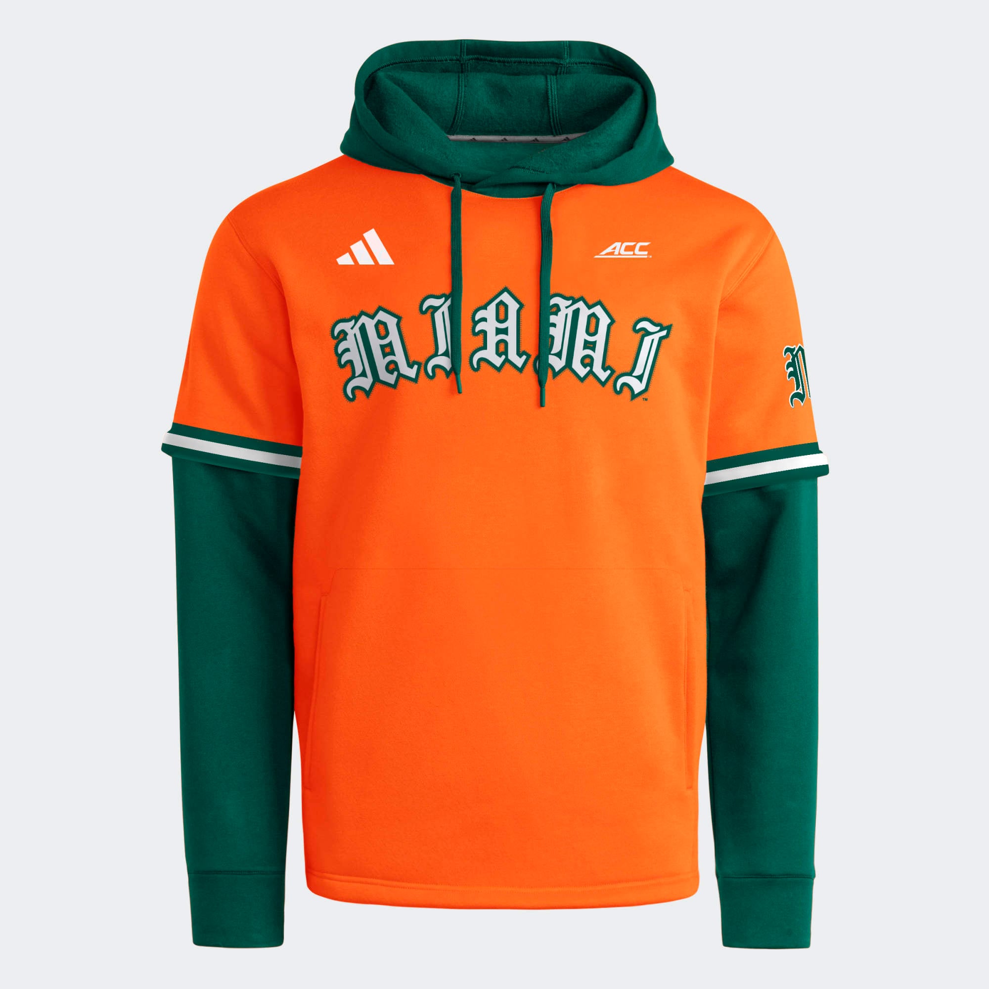 Youth adidas Orange/Green Miami Hurricanes Dugout Collection Hoodie