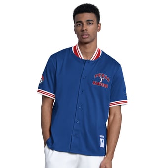 Men's Starter  Royal Texas Rangers Button-Up Short Sleeve Jacket