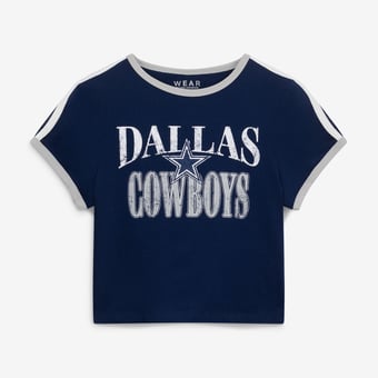 Women's WEAR by Erin Andrews  Navy Dallas Cowboys Cropped Ringer Baby T-Shirt