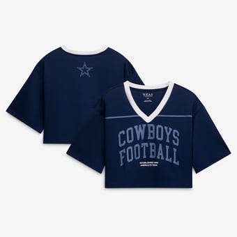 Women's WEAR by Erin Andrews  Navy Dallas Cowboys Cropped V-Neck Jersey T-Shirt