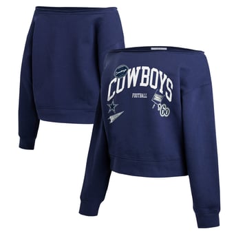 Women's WEAR by Erin Andrews  Navy Dallas Cowboys Off-the-Shoulder Sweatshirt