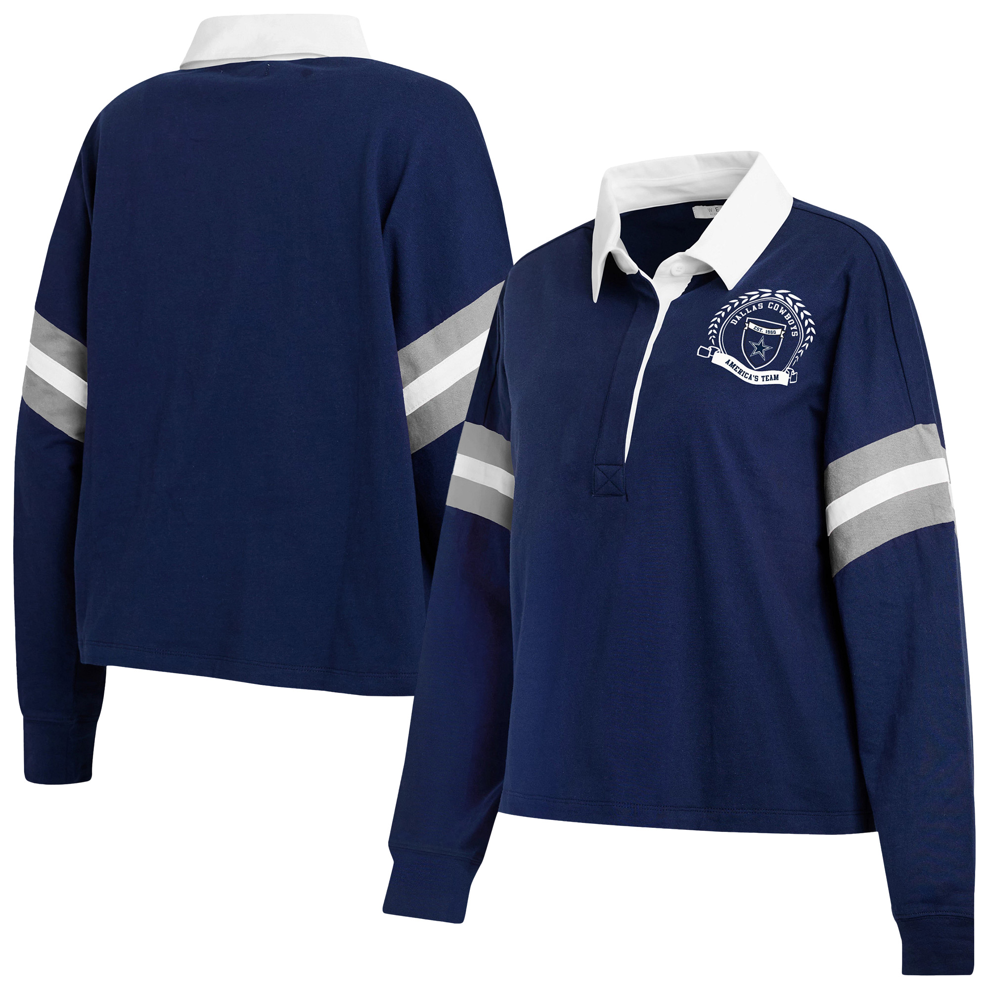 Women's WEAR by Erin Andrews  Navy Dallas Cowboys Rugby Long Sleeve T-Shirt