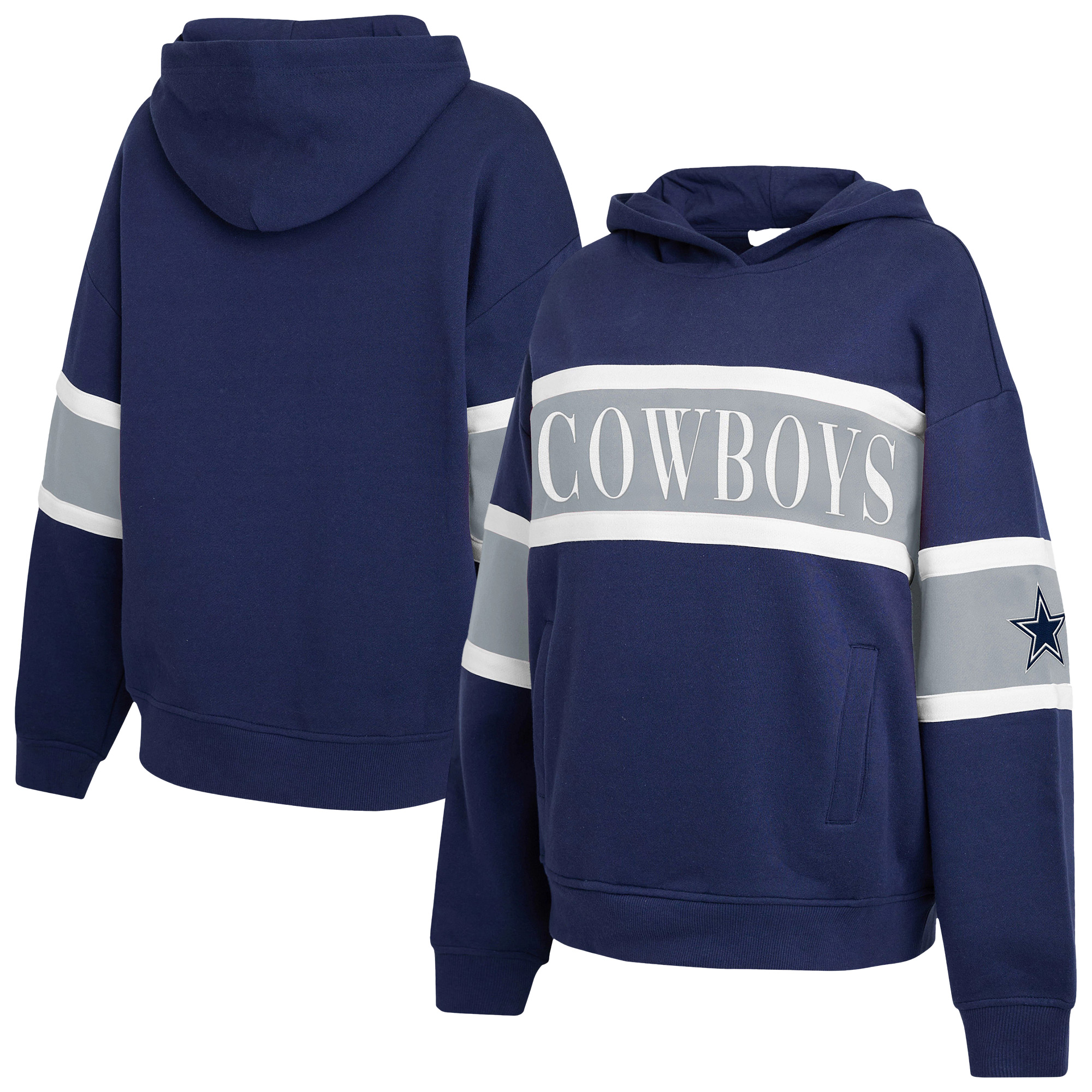 Women's WEAR by Erin Andrews  Navy Dallas Cowboys Stripe Hoodie