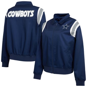 Women's WEAR by Erin Andrews  Navy Dallas Cowboys Shoulder Stripe Twill Full-Zip Jacket