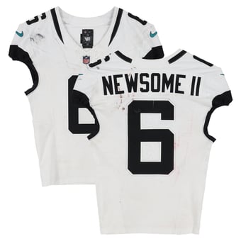 Greg Newsome II Jacksonville Jaguars Game-Used #6 White Nike Jersey vs. Houston Texans on November 9, 2025